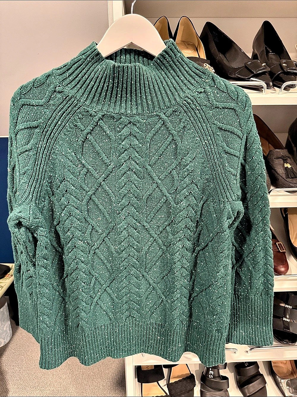 Talbots Cable Knit Turtleneck Sweater in Green